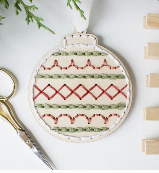 Wooden Holiday Embroidery Ornament Kits