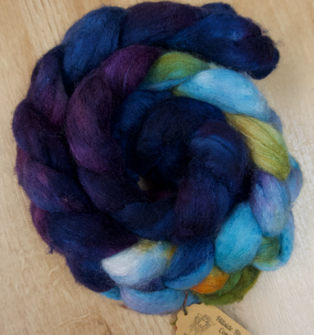 Hand Dyed Roving - Polwarth & Silk - 4oz braid (NY)